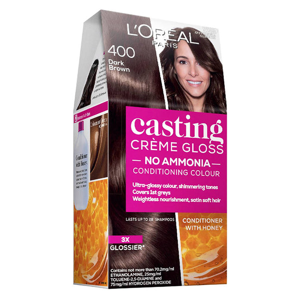 L'Oréal Paris Casting Crème Gloss Semi-Permanent Hair Colour - 400 Dark Brown (Ammonia Free)