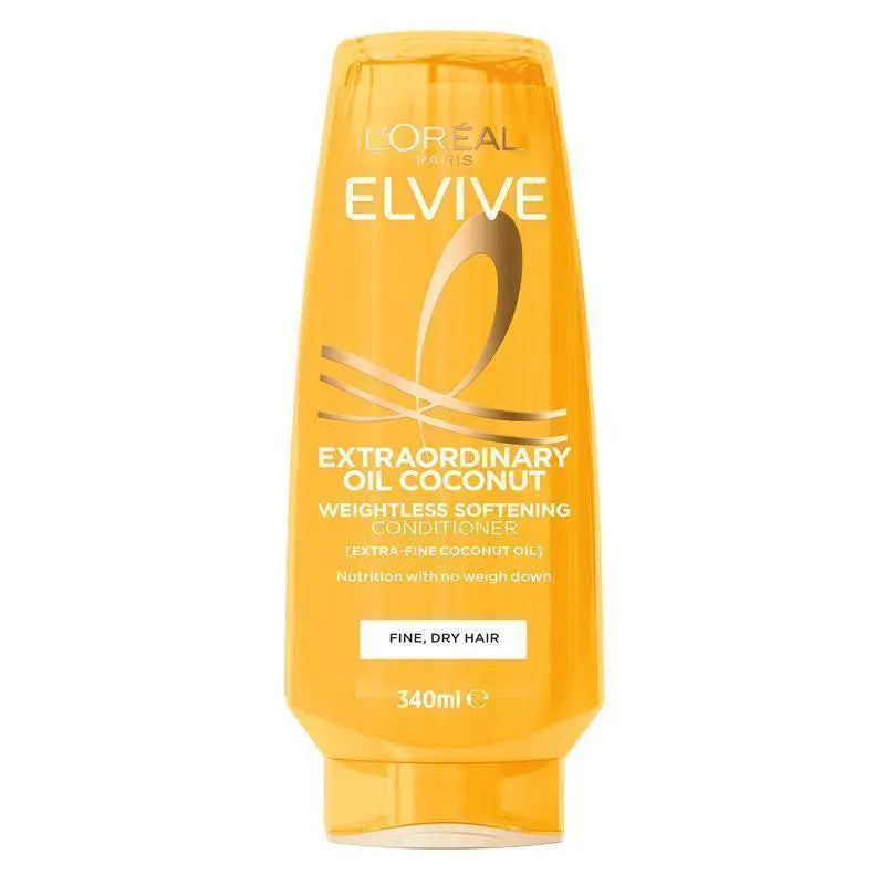 L'Oreal Elvive Extraordinary Oil Coconut conditioner bottle on a white background