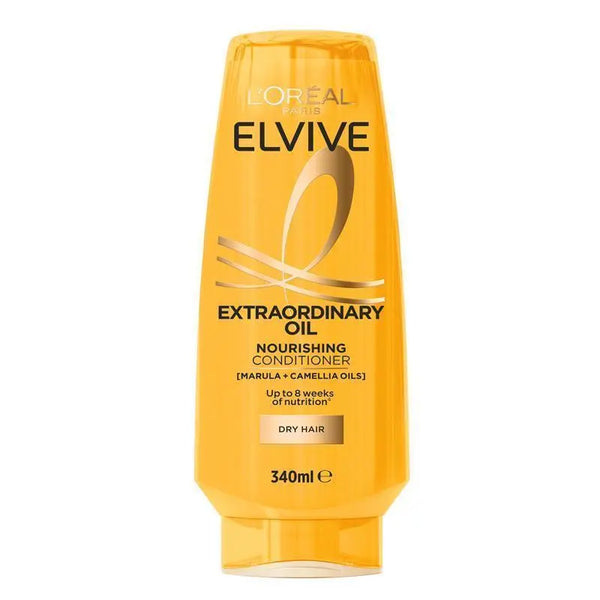 L'Oreal Elvive Extraordinary Oil conditioner bottle on a white background