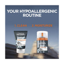 L'Oreal Men Expert skincare products with text 'Your Hypoallergenic Routine' on a blue background.