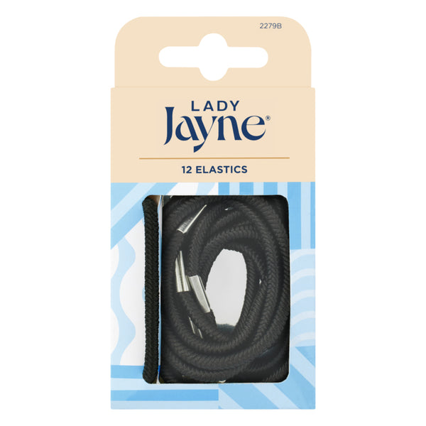 Lady Jayne Thick Black Elastics - 12 Pack