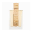 Perfume bottle with wooden cap on a white background