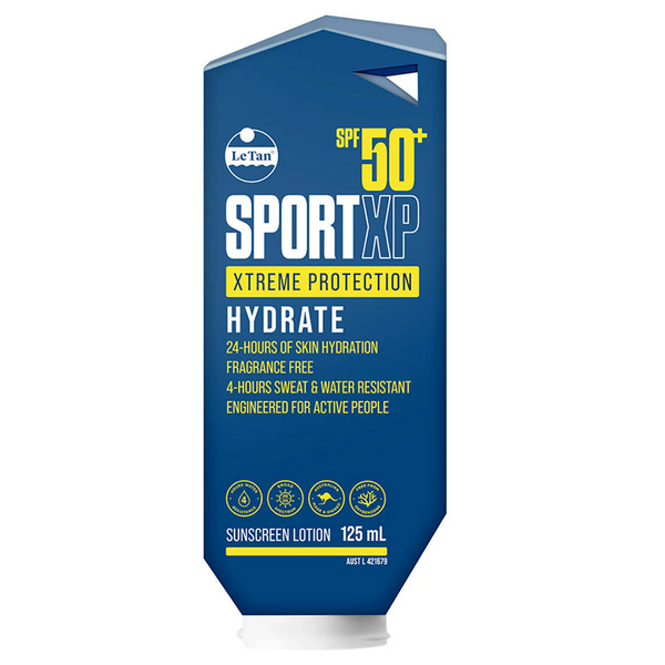 LeTan Sport XP sunscreen lotion packaging on a white background