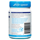 Life-Space probiotic container with blue and white label on a white background