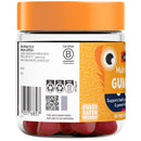 Jar of multivitamin gummies with an orange lid and colorful label on a white background