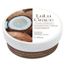 Lulu Grace Foaming Body Scrub 300g - Coconut on a white background