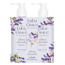 Lulu Grace Classic Lavender body wash and lotion set on a white background