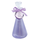 A 500ml bottle of Lulu Grace Shimmer Bubble Bath with lavender fragrance, featuring an elegant label and a purple bow.