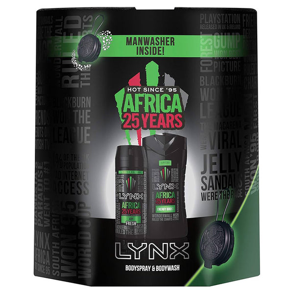 Lynx Africa Trio Gift Pack Body Spray 150ml & Body Wash 250ml & Manwasher