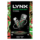 LYNX Africa Duo Set packaging with two bottles on a black background