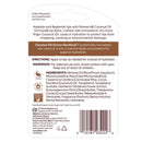 The back of a white lip balm bottle label for Palmer's B Coconut Oil Formula lip balm, showing product claims, directions, ingredients, and a barcode.