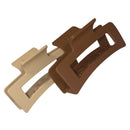 Two hair clips, one beige and one brown, on a white background