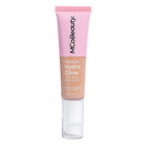 Foundation tube with pink cap and beige body on a white background