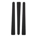 Three black foam roller sticks on a white background