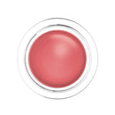 Pink lip balm in a clear container on a white background