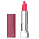 Pink lipstick with Maybelline packaging on a white background