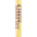 Maybelline mascara tube with yellow casing and brown text on a white background