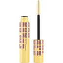 Maybelline mascara with yellow tube and black wand on a white background