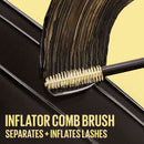 Inflator comb brush with text on a yellow background