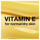 Gold-colored cream with text 'Vitamin E for normal/dry skin' on a white background