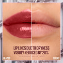 Before and after comparison of lip lines due to dryness with a visible reduction by 20% on a close-up of lips.