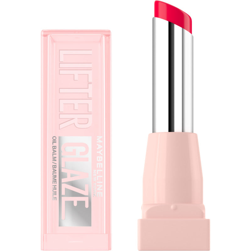 Maybelline lip balm with pink packaging on a white background