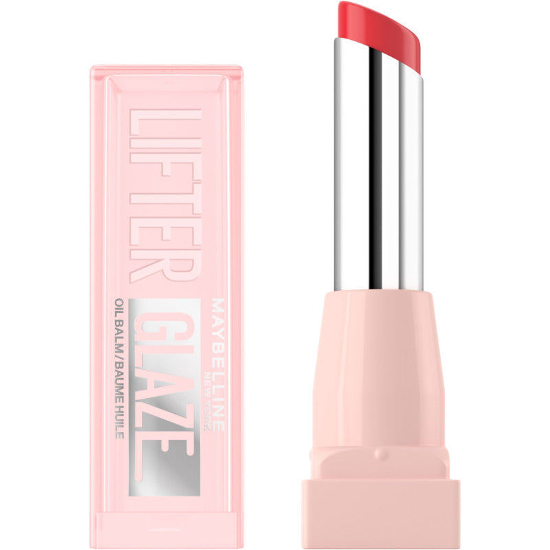 Maybelline lip balm with pink packaging on a white background