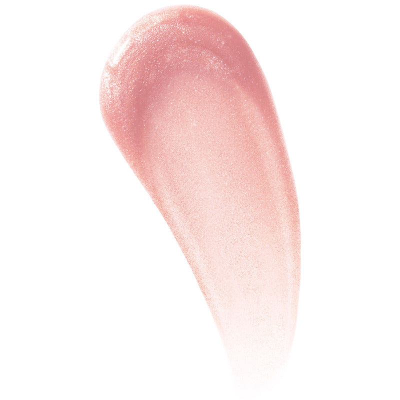 Pink lip balm swatch on a white background