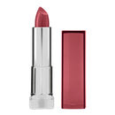 Lipstick with silver cap and red shade on a white background
