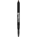 Eyebrow pencil with black casing and brown tip on a white background