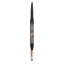Black and rose gold makeup stylus on a white background