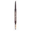 Eyebrow pencil with brown tip and black cap on a white background