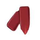 Two swatches of red lipstick on a white background