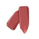 Two swatches of brown lipstick on a white background