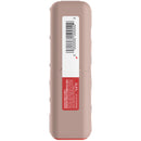 Beige electronic device with barcode and text on a white background
