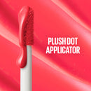 Red plush dot applicator on a red background with 'Plush Dot Applicator' text.
