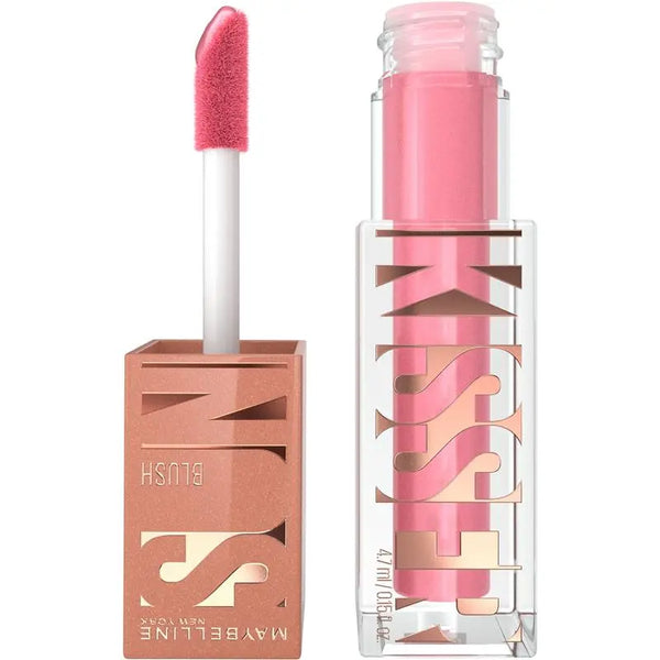 Maybelline blush with applicator on a white background