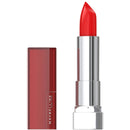 Red lipstick with Maybelline packaging on a white background