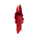 Red lipstick with a crumpled texture on a white background
