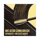 Lash inflater comb brush with text on a yellow background