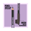 Eyebrow pencil and brush set with 'Express Brow' branding on a purple background