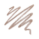 Rose gold makeup pencil strokes on a white background