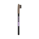 Eyebrow pencil with brown tip and black handle on a white background