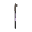 Black makeup brush with visible brand name on a white background