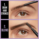 Step-by-step guide on applying eyebrow makeup with a brow pencil and brush.