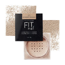 Maybelline Fit Me loose finishing powder packaging with a black lid and beige powder.