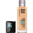 Maybelline Fit Matte + Poreless foundation bottle with a black container labeled 'ME' on a white background