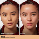 Before and after comparison of a person with neutral undertones, showing the difference in skin tone.