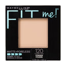Maybelline Fit Me! powder packaging with a black background