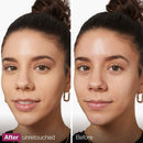 Before and after comparison of a woman's face with 'After' unretouched label.